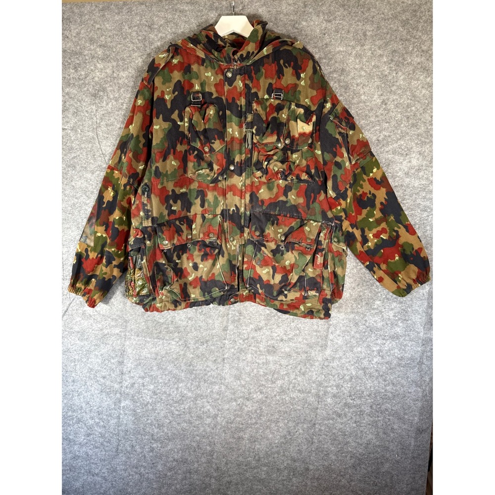 Swiss Military Mens 56 Red Alpenflage M70 Field Jacket Camo Tactical Parka Hood